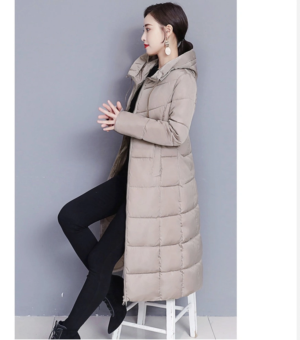 Storage Products of Us Women S New Design Down Cotton Jacket in The Long Large-Size Coat Thickened Cotton-Padded Jacket Long Winter Clothing